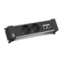 Bachmann Power Frame Steckdoseneinheit 3-fach 2x Strom 2x CAT5, kurz schwarz 317.101