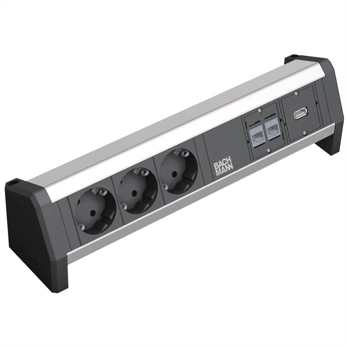 Bachmann DESK Steckdoseneinheit 3x Strom 2x CAT5e 1x USB 339.1006