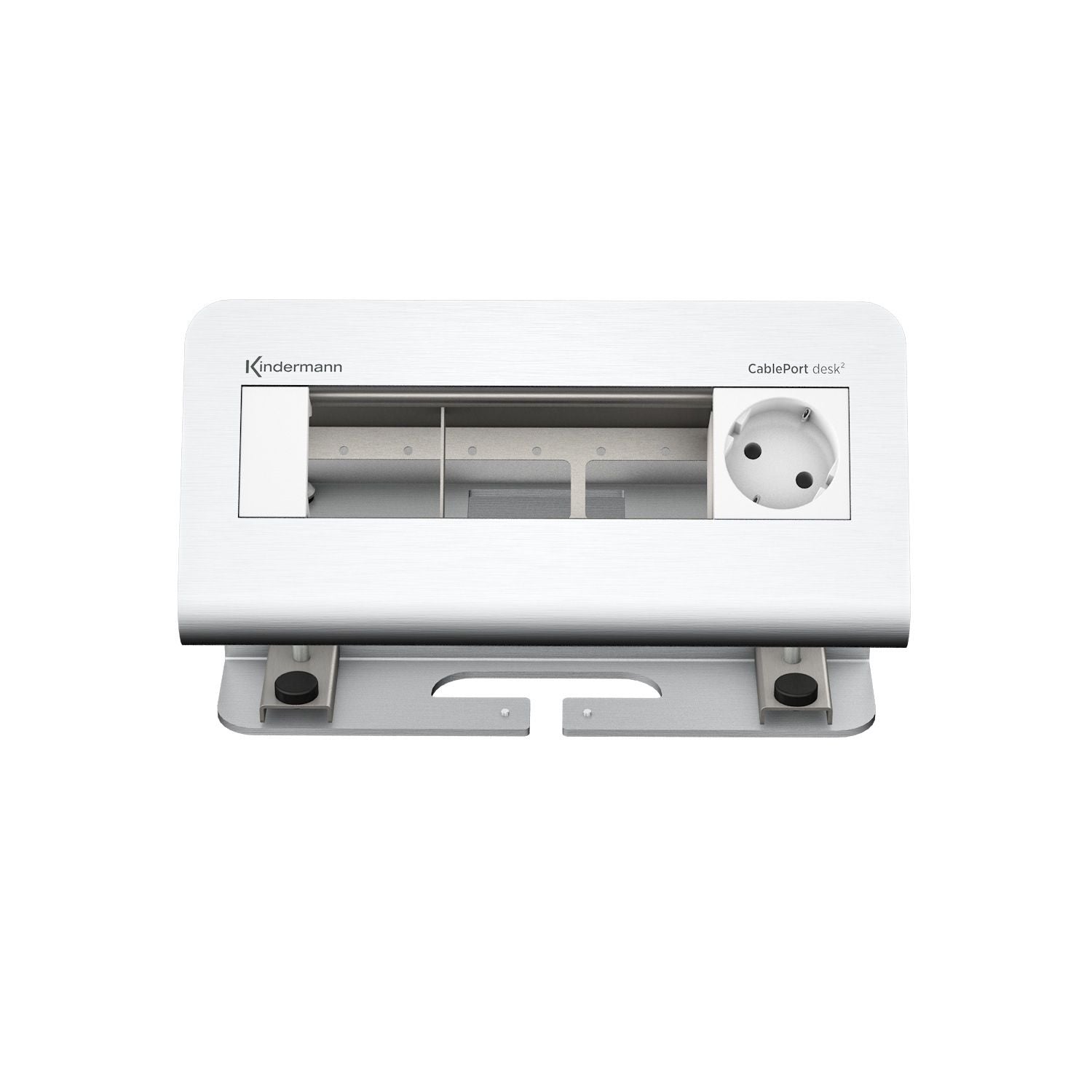 Kindermann CablePort desk² Tischanschlussfeld 4-fach, 1x Strom 3x Leer Alu 7430000051