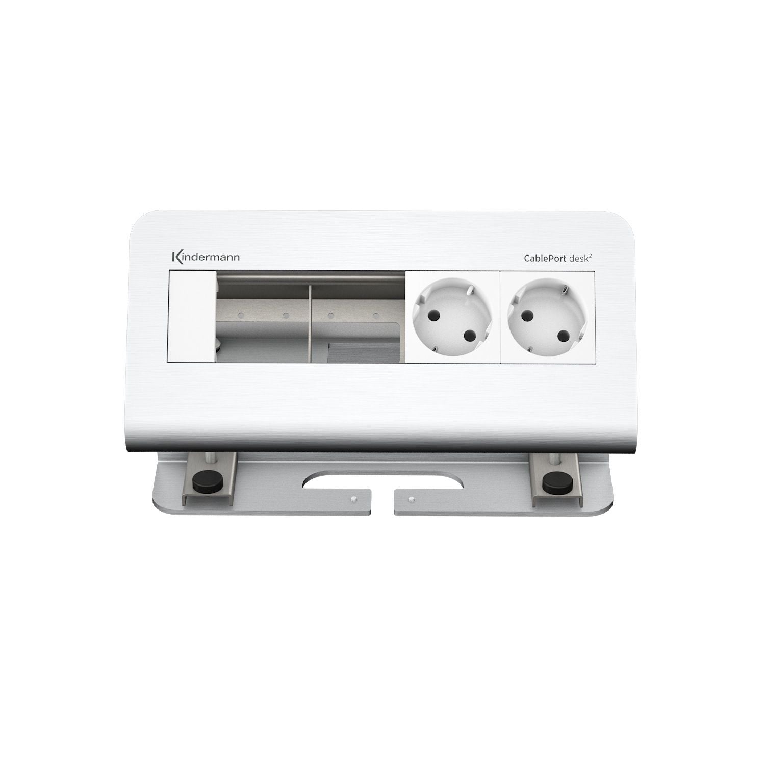 Kindermann CablePort desk² Tischanschlussfeld 4-fach, 2x Strom 2x Leer, Aluminium 7430000052