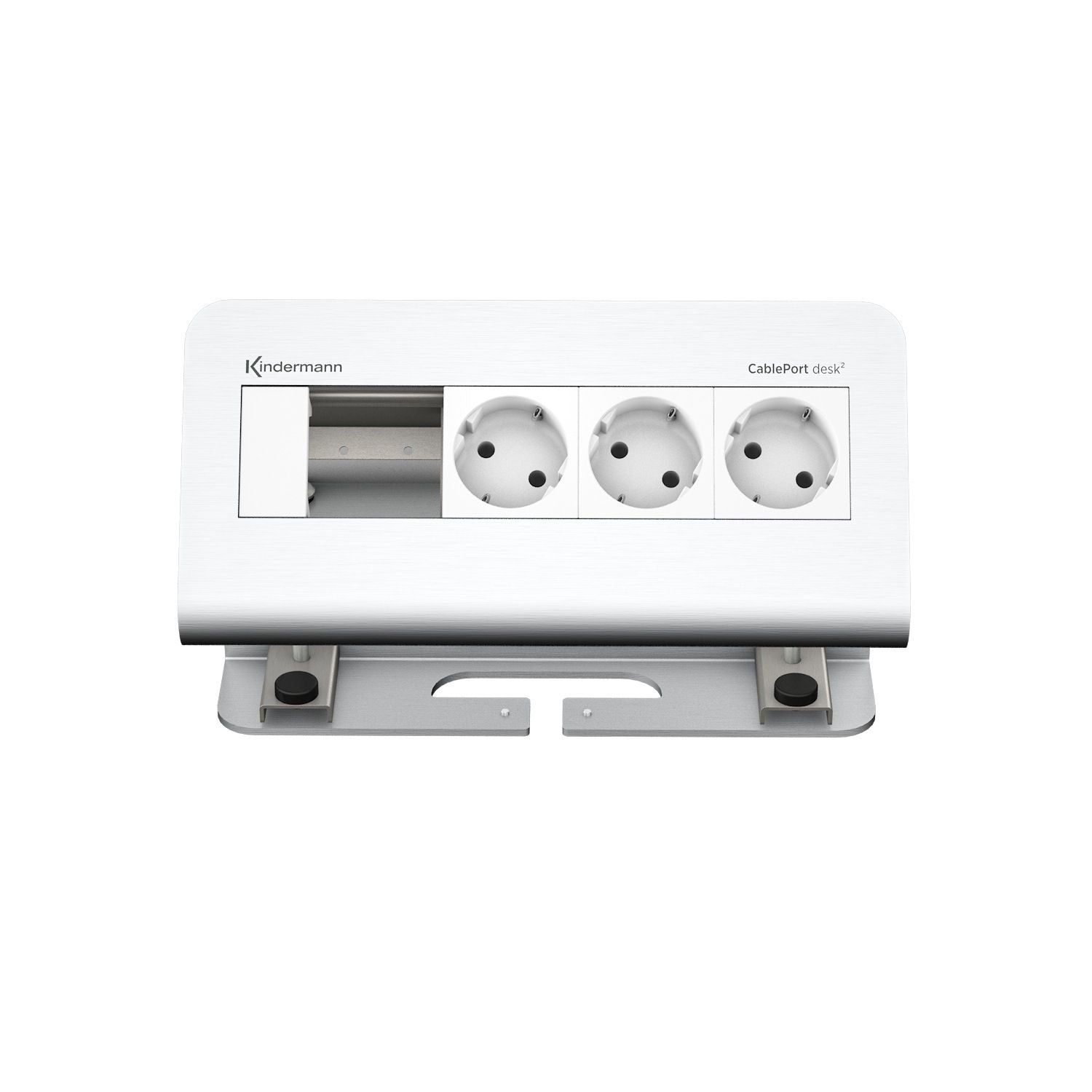 Kindermann CablePort desk² 4-fach 3x Strom 1x Leer Alu 7430000053