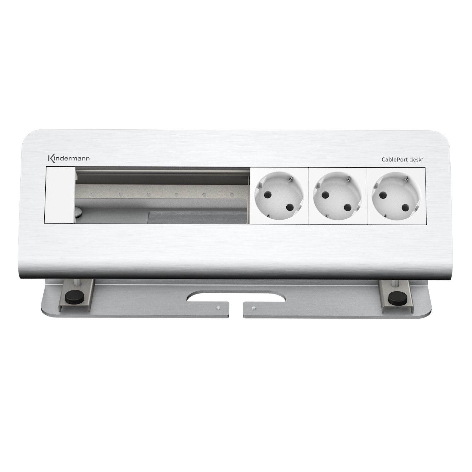 Kindermann CablePort desk² 6-fach, 3x Strom 3x Leer Alu 7430000063