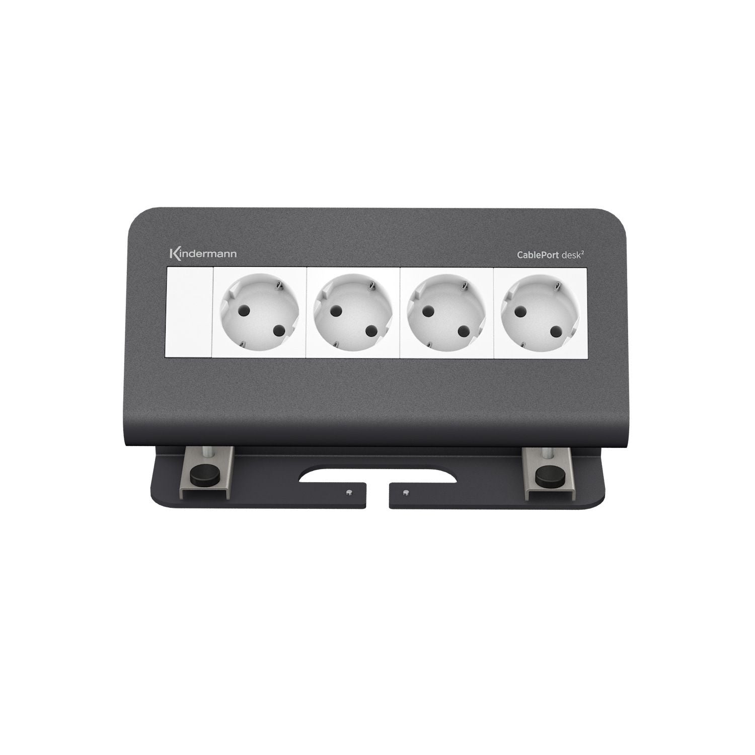 Kindermann CablePort desk² Tischanschlussfeld 4-fach 4x Strom, schiefergrau 7430000074
