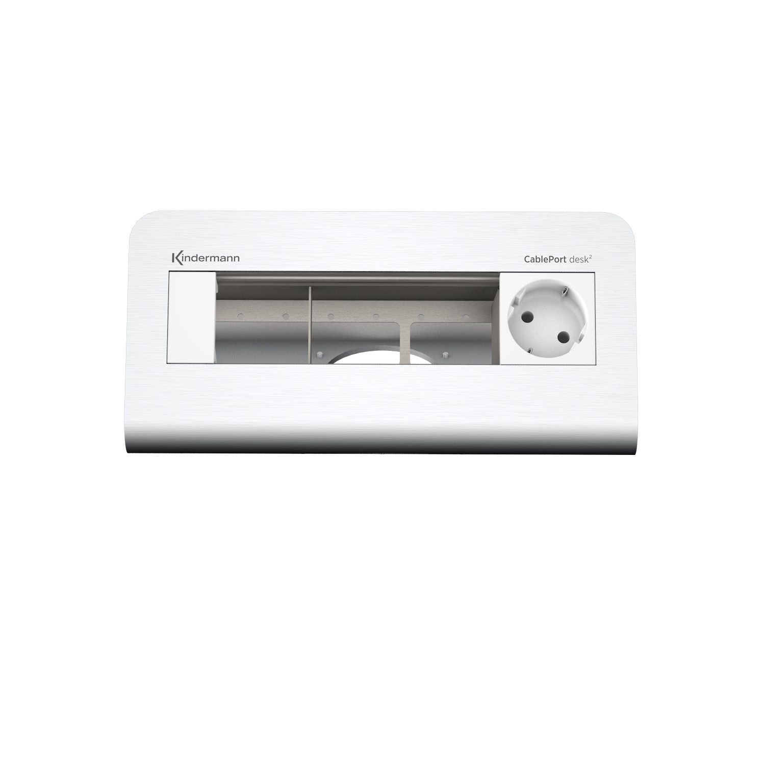 Kindermann CablePort desk² 80 Tischanschlussfeld 4-fach Alu 1x Strom 3x Leer 7430000251