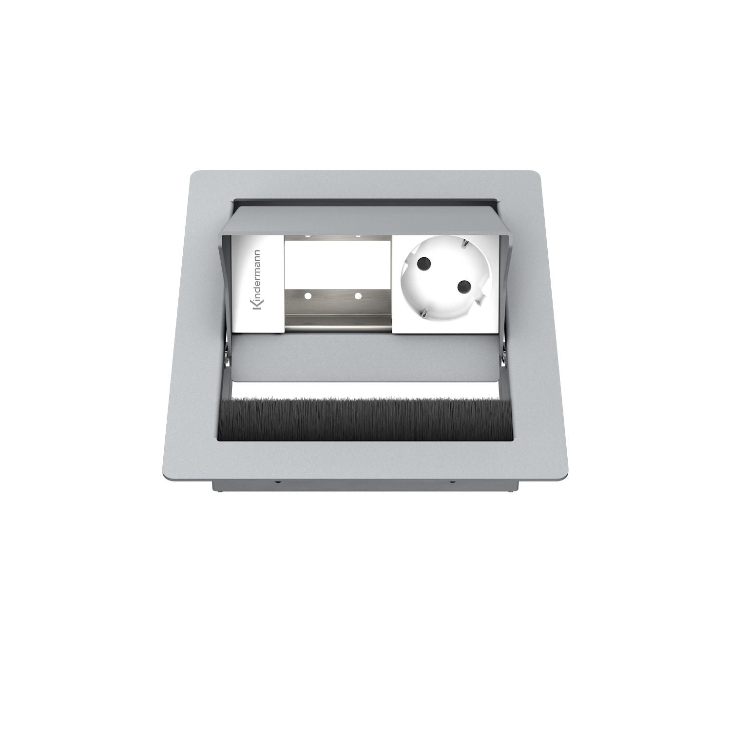 Kindermann CablePort standard² 2-fach Tischeinbaugehäuse 1x Strom 1x Leerfeld Edelstahl 7492000031