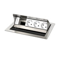 Kindermann CablePort standard² 4-fach Tischeinbaugehäuse Edelstahl, 3x Strom 1x Leerfeld 7492000053