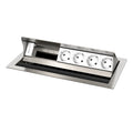 Kindermann CablePort standard² 6-fach Tischeinbaugehäuse, 4x Strom 2x Leerfelder Edelstahl 7492000064