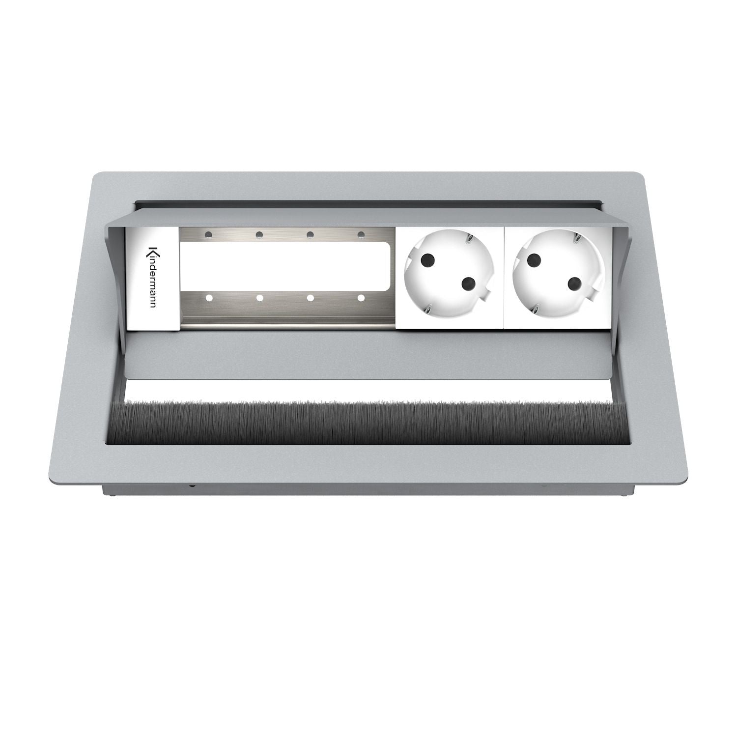 Kindermann CablePort standard² 4-fach Tischeinbaugehäuse Edelstahl 2x Strom 2x Leerfelder 7492000072