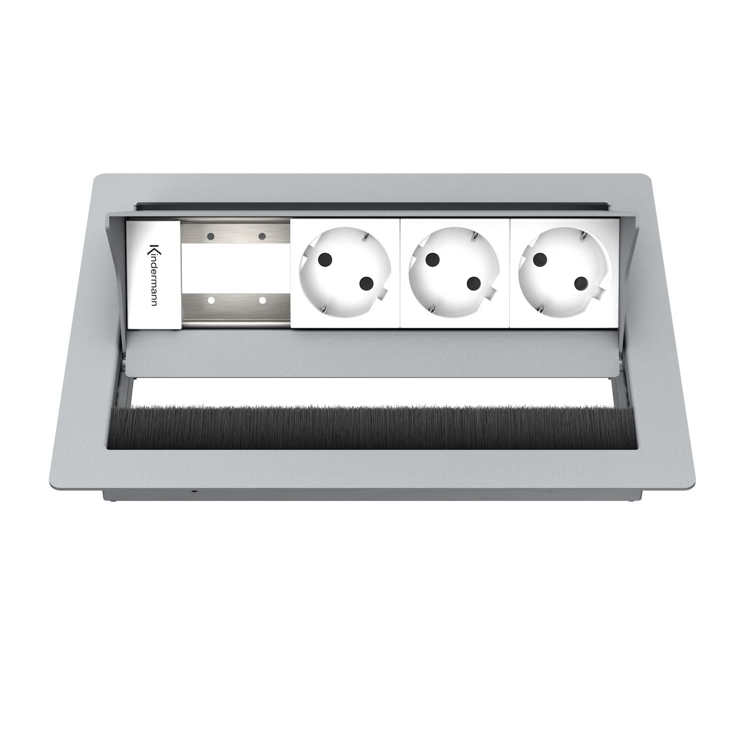 Kindermann CablePort standard² 4-fach Tischeinbaugehäuse, 3x Strom 1x Leerfeld Edelstahl 7492000073