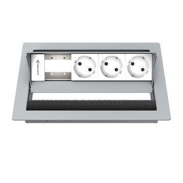 Kindermann CablePort standard² 4-fach Tischeinbaugehäuse, 3x Strom 1x Leerfeld Edelstahl 7492000073