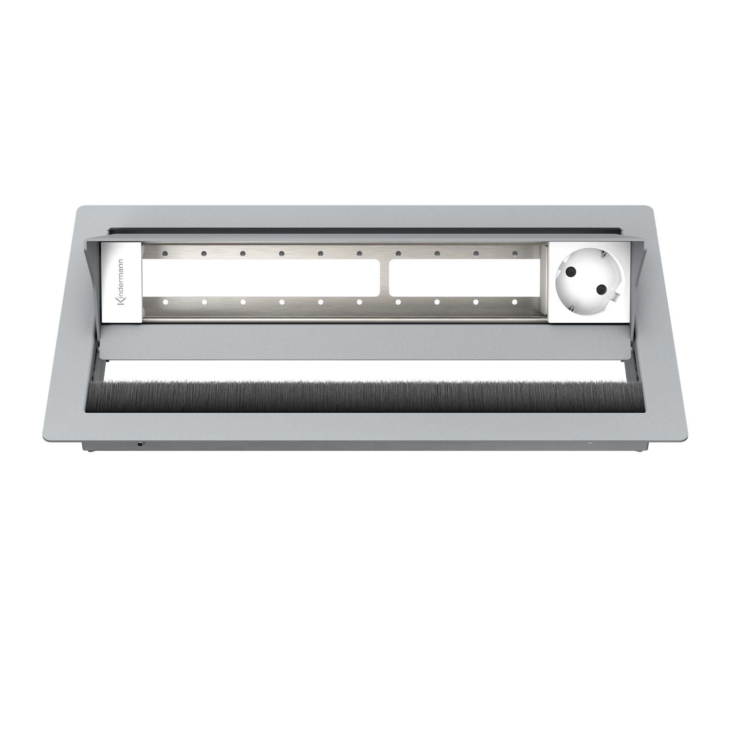Kindermann CablePort standard² 6-fach Tischeinbaugehäuse, 1x Strom 5x Leerfelder Edelstahl 7492000081