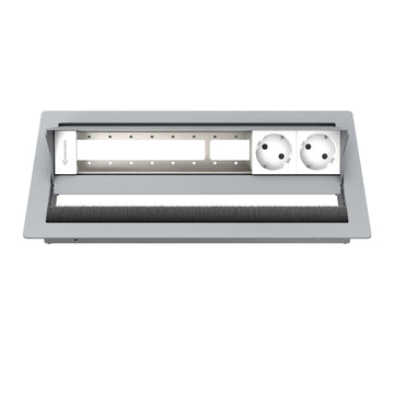Kindermann CablePort standard² 6-fach Tischeinbaugehäuse, 2x Strom 4x Leerfelder Edelstahl 7492000082