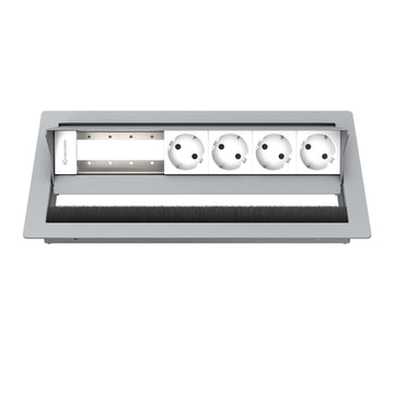 Kindermann CablePort standard² 6-fach Tischeinbaugehäuse 4x Strom 2x Leerfelder Edelstahl 7492000084
