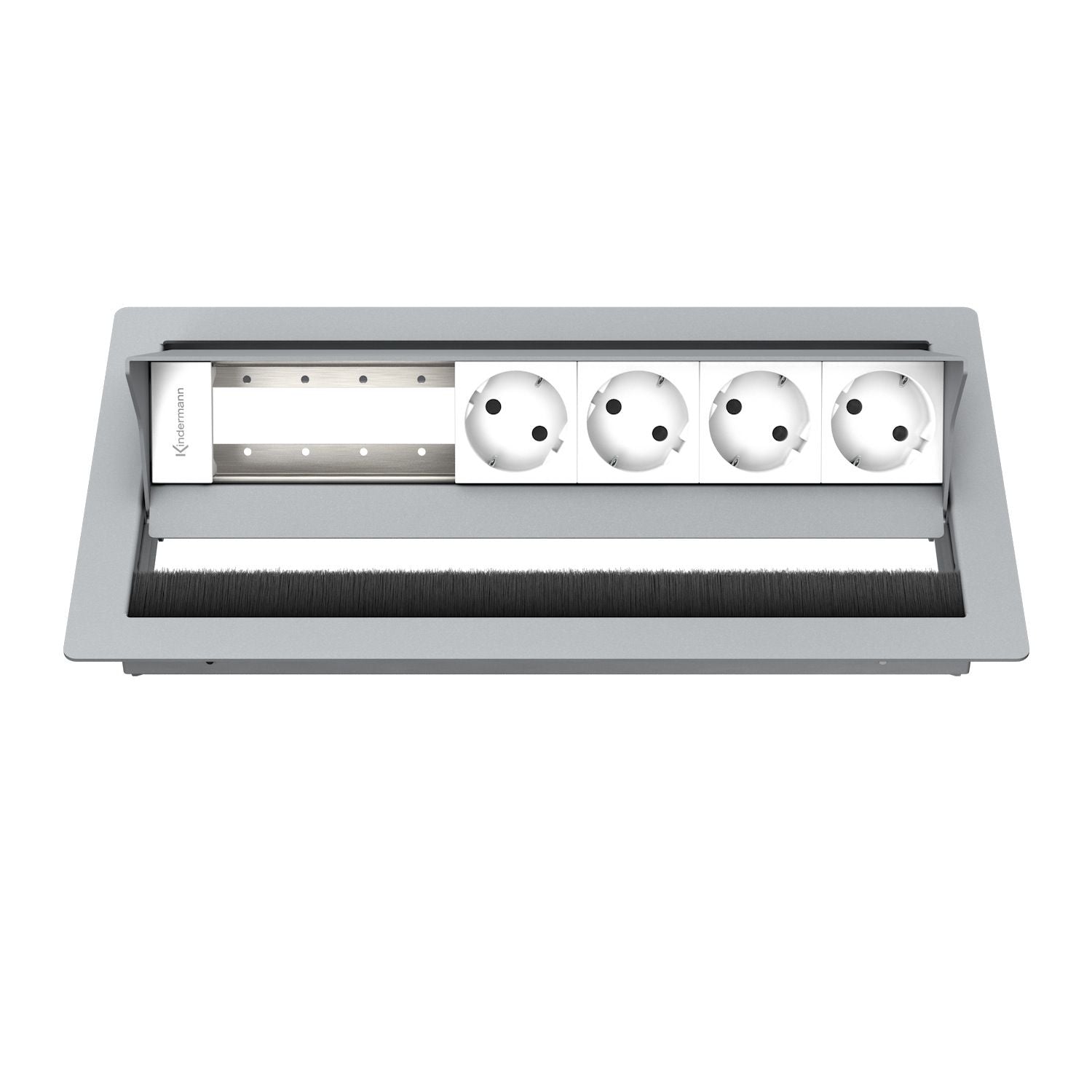 Kindermann CablePort standard² 6-fach Tischeinbaugehäuse 4x Strom 2x Leerfelder Edelstahl 7492000084