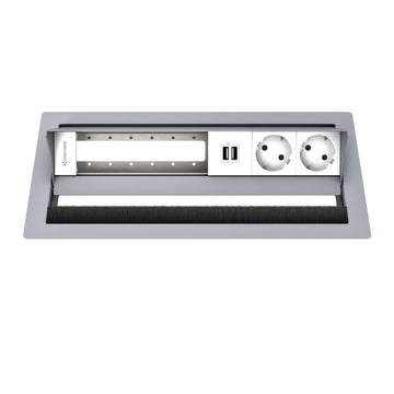 Kindermann CablePort standard² Tischeinbaugehäuse 6-fach, 2x Strom 1x USB-Doppelcharger 7492000182