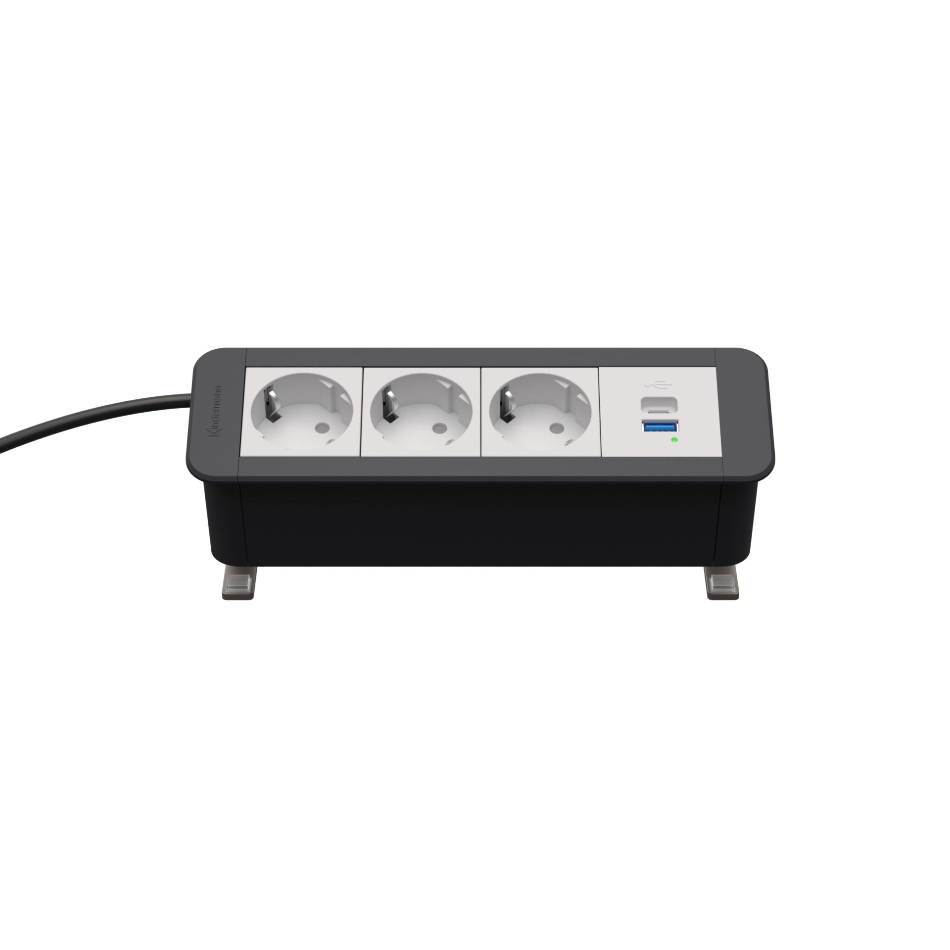 Kindermann CablePort Office desk 4-fach Steckdoseneinheit, 3x Strom, 1x USBPD 7550000233
