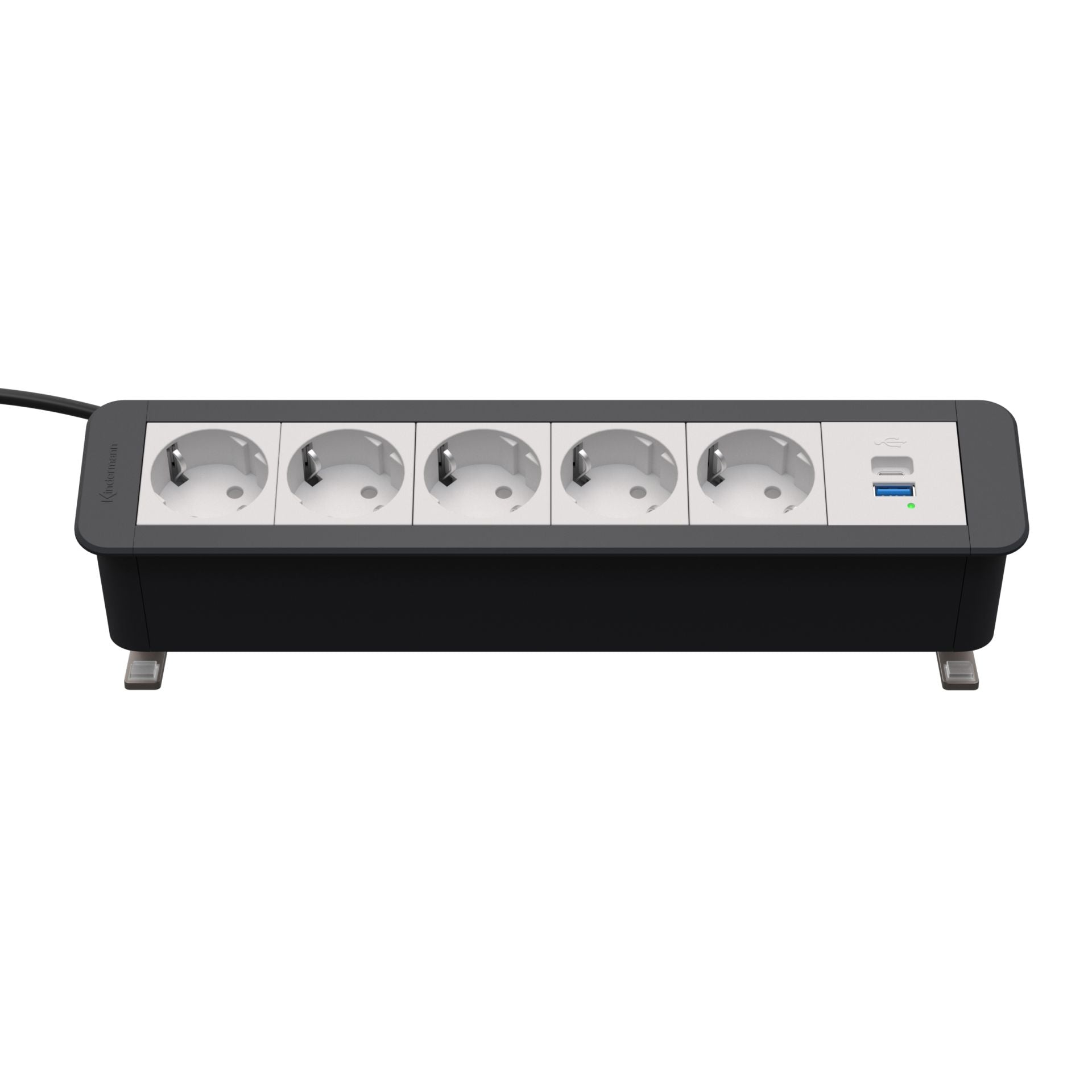 Kindermann CablePort Office desk 6-fach Steckdoseneinheit, 5x Strom 1x USB-Doppelcharger A/C 7550000325
