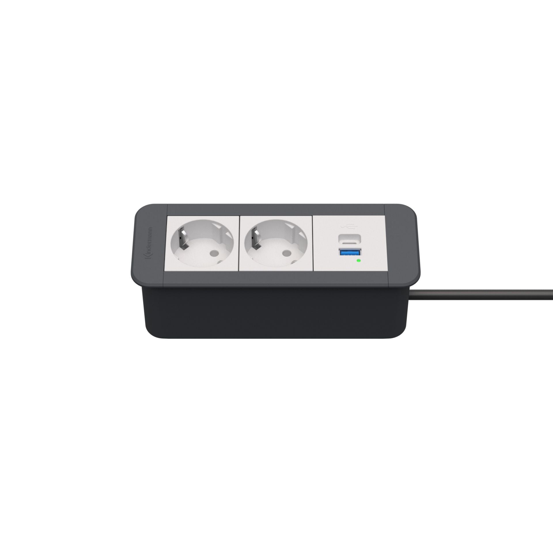 Kindermann CablePort Office frame Steckdoseneinheit 3-fach, 2x Strom, 1x USB A/C schiefergrau 7551000122