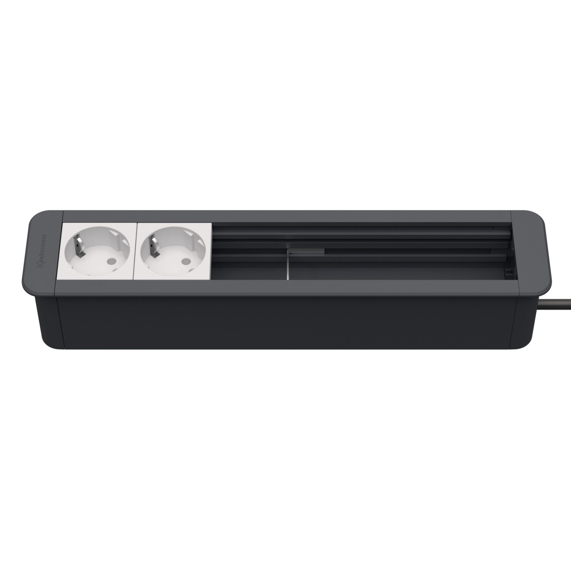 Kindermann CablePort Office frame Steckdoseneinheit 6-fach, 2x Strom 4x Leerfeld schiefergrau 7551000302