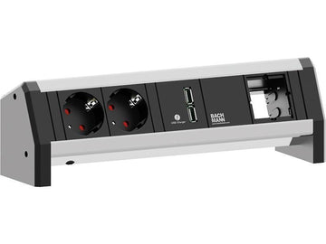 Bachmann Steckdoseneinheit DESK 2x Strom 1x USB-Doppelcharger 1x Custom 902.0182