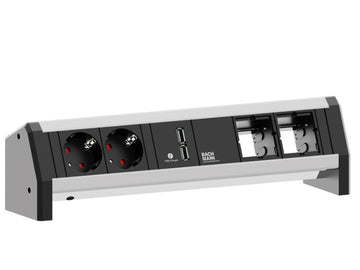 Bachmann Steckdoseneinheit DESK 2x Strom 1x USB-Doppelcharger 2x Custom 902.0183
