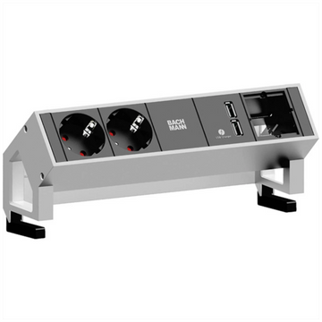 Bachmann Steckdoseneinheit DESK2 2x Strom 1x USB-Doppelcharger 1x Custom weiß 902.228