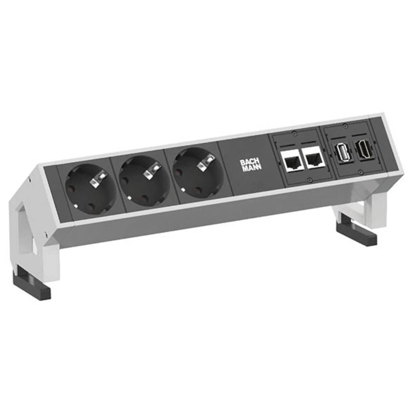 Bachmann DESK2 Steckdoseneinheit 3x Strom 2x CAT6 1x USB-A 1x HDMI weiß 902.302