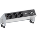 Bachmann DESK2 Steckdoseneinheit 3x Schuko 1x CAT6 1x USB inox 902.501