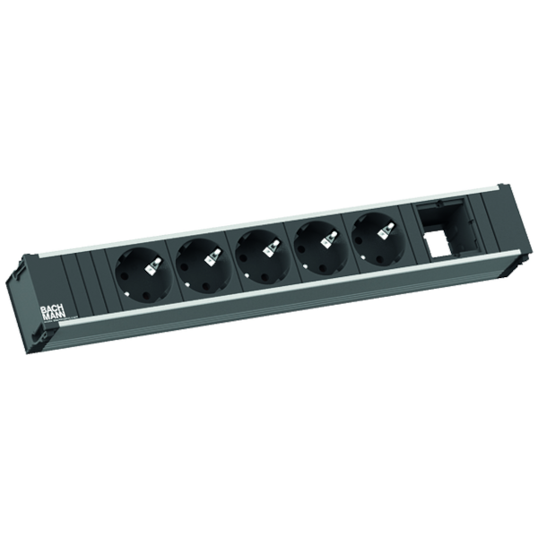 Bachmann CONI Steckdoseneinheit lang 5x Schutzkontakt 1x Custom Modul 912.008