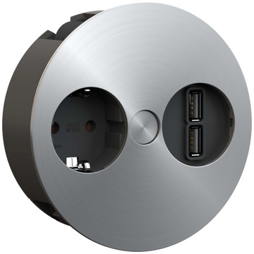 Bachmann TWIST Steckdoseneinheit 1x Strom 1x USB-Doppelcharger Edelstahl Optik 931.031