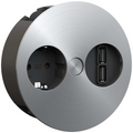 Bachmann TWIST Steckdoseneinheit 1x Strom 1x USB Charger Edelstahl Optik 931.031