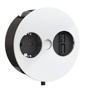 Bachmann Steckdoseneinheit Twist 1x Strom, 1x USB-Doppelcharger weiß matt 931.231