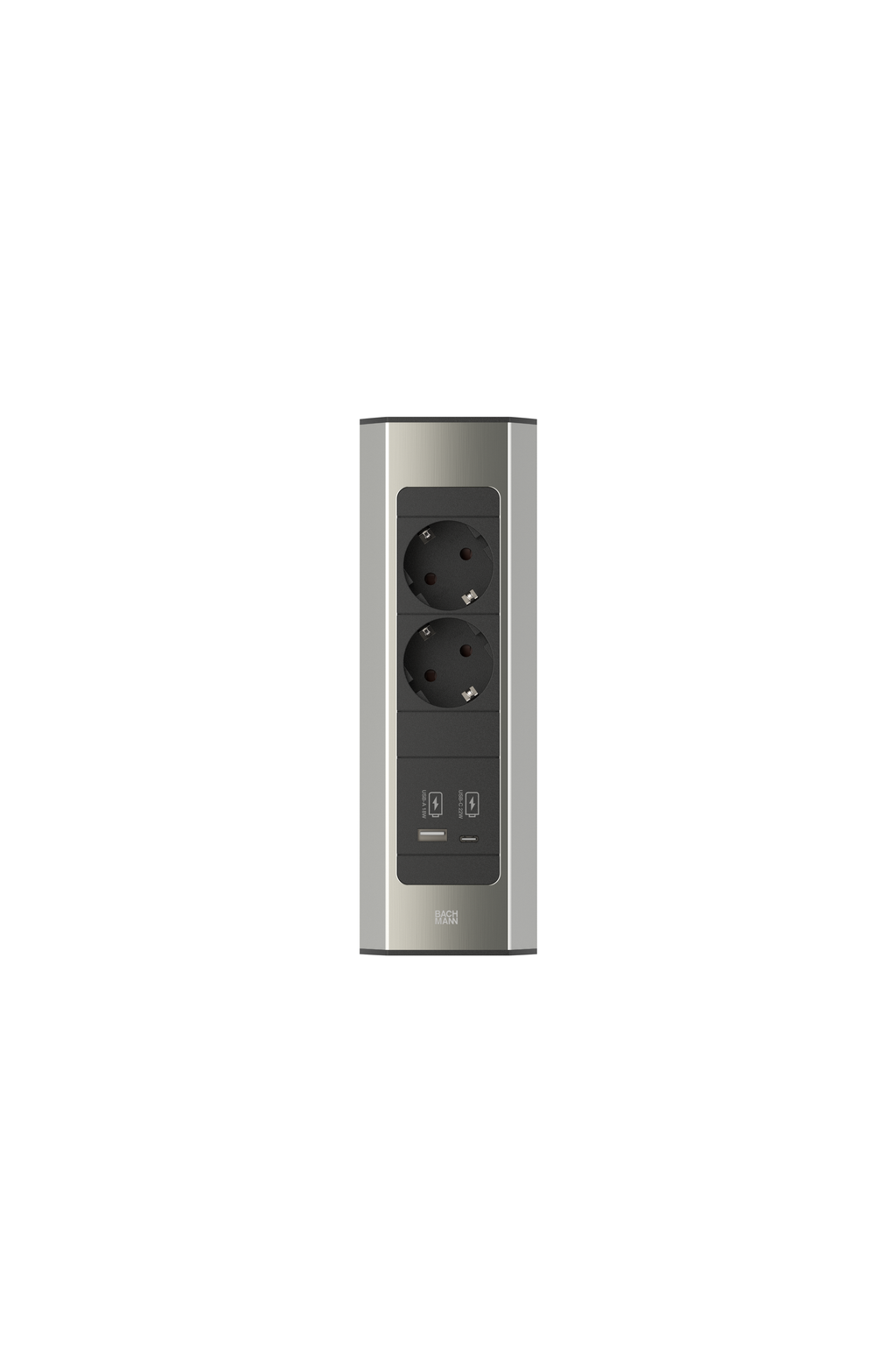 Bachmann CASIA 2 2x Strom 1x USB-Charger A/C Aluminium in Edelstahl-Optik 932.002