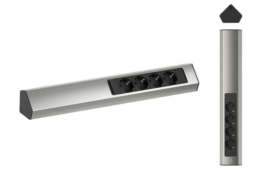 Bachmann CASIA 2 Steckdosenleiste 4x Strom Aluminium in Edelstahl-Optik 932.004