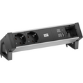 Bachmann DESK 2 Alu Black Steckdoseneinheit 2x Strom 1x USB-C/A-Doppelcharger 1x Custom 937.304