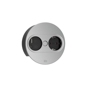 Bachmann TWIST 2 Steckdoseneinheit 1x Strom 1x USB-Charger A/C rund silber 946.012